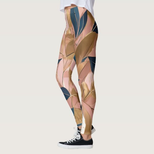 Blush Pink Gold Boho Popular Leaves Collectie Leggings (Links)