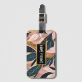 Blush Pink Gold Boho Trendy Leaves Collectie Bagagelabel (Voorkant (verticaal))