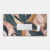 Blush Pink Gold Boho Trendy Leaves Collectie Bureaumat (Keyboard & Muis)