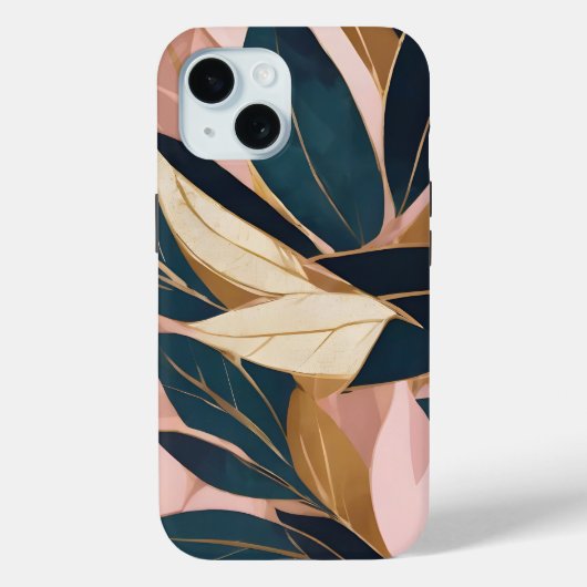 Blush Pink Gold Boho Trendy Leaves Collectie Case-Mate iPhone Case (Achterkant)