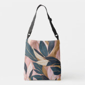 Blush Pink Gold Boho Trendy Leaves Collectie Crossbody Tas (Achterkant)
