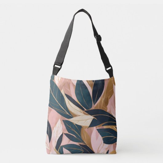 Blush Pink Gold Boho Trendy Leaves Collectie Crossbody Tas (Voorkant)