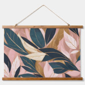 Blush Pink Gold Boho Trendy Leaves Collectie Hangend Wandkleed (Voorkant)