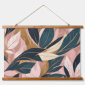Blush Pink Gold Boho Trendy Leaves Collectie Hangend Wandkleed (Voorkant 2)