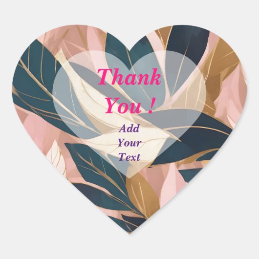 Blush Pink Gold Boho Trendy Leaves Collectie Hart Sticker (Voorkant)