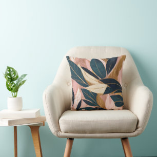 Blush Pink Gold Boho Trendy Leaves Collectie Kussen