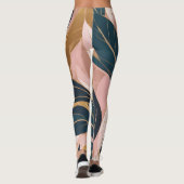 Blush Pink Gold Boho Trendy Leaves Collectie Leggings (Achterkant)