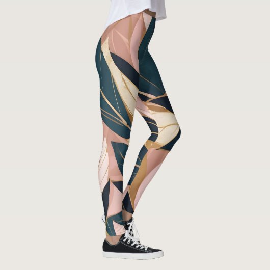 Blush Pink Gold Boho Trendy Leaves Collectie Leggings (Rechts)