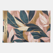 Blush Pink Gold Boho Trendy Leaves Collectie Theedoek (Horizontaal)
