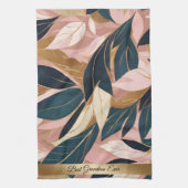 Blush Pink Gold Boho Trendy Leaves Collectie Theedoek (Verticaal)