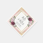 Blush Pink Gold Bourgogne Bloemen Huwelijk Servet (Hoek)