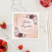 Blush Pink Gold Bourgogne Bloemen Huwelijk Servet (Insitu)