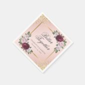 Blush Pink Gold Bourgogne Bloemen Huwelijk Servet (Hoek)