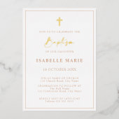 Blush Pink & Gold Boy Baptism Folie Uitnodiging (Voorkant)