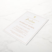 Blush Pink & Gold Boy Baptism Folie Uitnodiging (Gedraaid)