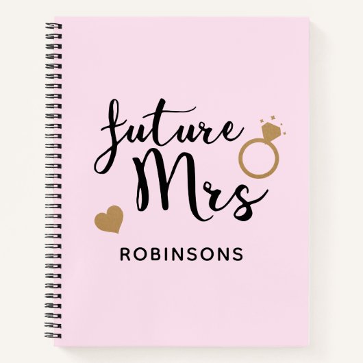 Blush Pink Gold Bridal Wedding Planner Future Mrs. Notitieboek (Voorkant)