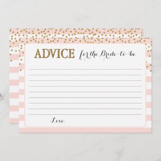 Blush Pink Gold Bride Vrijgezellenfeest Aangepast  Advieskaart (Voorkant / Achterkant)