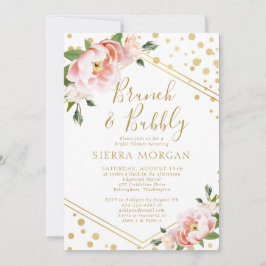 Blush Pink Gold Brunch & Bubbly Vrijgezellenfeest Kaart