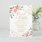 Blush Pink Gold Brunch & Bubbly Vrijgezellenfeest Kaart (Staand voorkant)