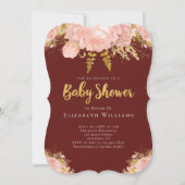 Blush Pink Gold Burgundy Bloemenmeisje Baby shower Kaart (Voorkant)