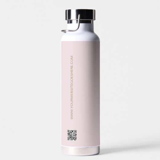 Blush Pink Gold Business Logo QR-code Waterfles (Rechts)