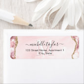 Blush Pink Gold Chic Glitter Gold Agate Monogram Etiket (Insitu)