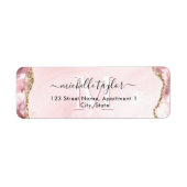 Blush Pink Gold Chic Glitter Gold Agate Monogram Etiket (Voorkant)