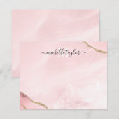 Blush Pink Gold Chic Glitter Gold Agate Monogram N Notitiekaartje (Voorkant / Achterkant)