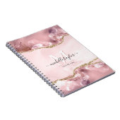 Blush Pink Gold Chic Glitter Gold Agate Monogram Notitieboek (Rechterzijde)