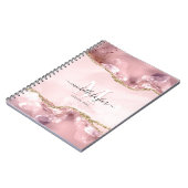 Blush Pink Gold Chic Glitter Gold Agate Monogram Notitieboek (Linkerzijde)