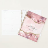 Blush Pink Gold Chic Glitter Gold Agate Monogram Planner (Display)