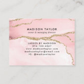 Blush Pink Gold Chic Glitter Marble Agate Monogram Visitekaartje (Achterkant)