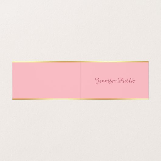 Blush Pink Gold Chic Hand Script Eenvoudige Sjablo Visitekaartje (Buitenkant ongevouwen)