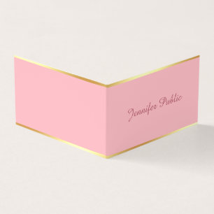 Blush Pink Gold Chic Hand Script Eenvoudige Sjablo Visitekaartje