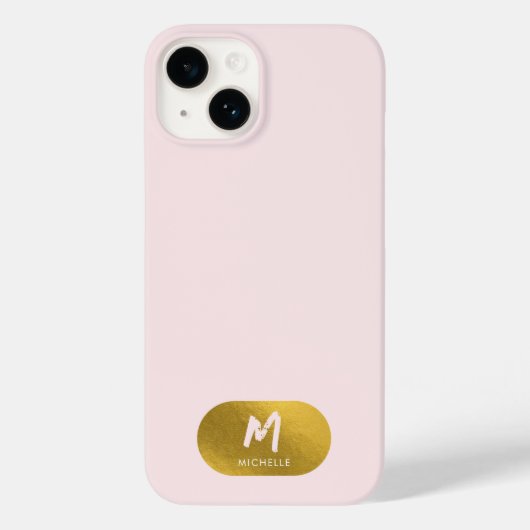 Blush Pink Gold Chic Monogram Initiaal Case-Mate iPhone Case (Achterkant)