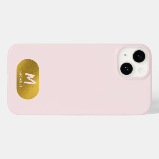 Blush Pink Gold Chic Monogram Initiaal Case-Mate iPhone Case (Achterkant (horizontaal))