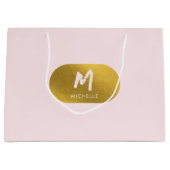 Blush Pink Gold Chic Monogram Initiaal Groot Cadeauzakje (Voorkant)