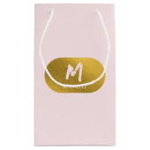 Blush Pink Gold Chic Monogram Initiaal Klein Cadeauzakje (Achterkant)