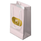 Blush Pink Gold Chic Monogram Initiaal Klein Cadeauzakje (Voorkant Gekanteld)
