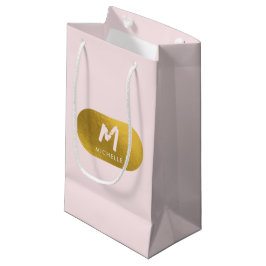 Blush Pink Gold Chic Monogram Initiaal Klein Cadeauzakje