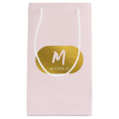 Blush Pink Gold Chic Monogram Initiaal Klein Cadeauzakje (Voorkant)
