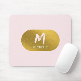 Blush Pink Gold Chic Monogram Initiaal Muismat