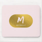 Blush Pink Gold Chic Monogram Initiaal Muismat (Voorkant)