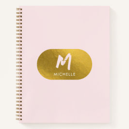Blush Pink Gold Chic Monogram Initiaal Notitieboek