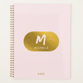 Blush Pink Gold Chic Monogram Initiaal Planner