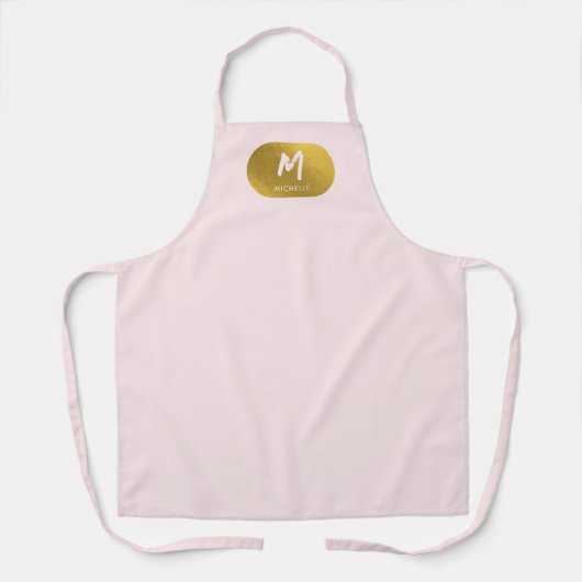 Blush Pink Gold Chic Monogram Initiaal Schort (Voorkant)