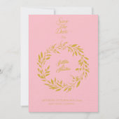 Blush Pink & Gold Circle Bewaar de datum - Huwelij Kaart (Voorkant)