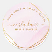 Blush Pink Gold Cirkel Business Hartelijk dank Ronde Sticker (Voorkant)