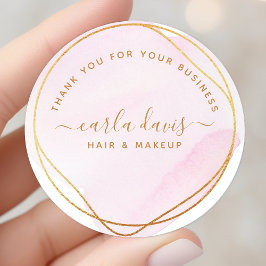 Blush Pink Gold Cirkel Business Hartelijk dank Ronde Sticker