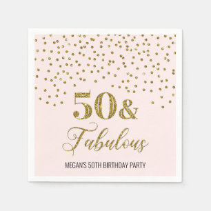 Blush Pink Gold Confetti 50 & Uitstekend Servet
